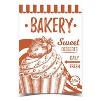 Bakery Sweet Dessert Advertising Banner Vector