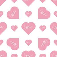 Greeting card. Abstract art background. Pink vector heart shapes in beautiful style on white background.