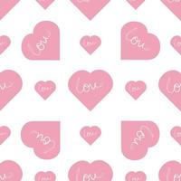 Greeting card. Abstract art background. Pink vector heart shapes in beautiful style on white background.