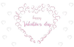 Vector drawing. White background.Happy valentine's day card in abstract style on red background.