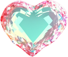 3D illustration of a glowing heart shape like a gemstone png