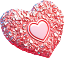 3D illustration of a shiny heart shape like a gem crystal png