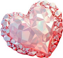 3D illustration of a shiny heart shape like a diamond crystal png