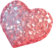 3D illustration of a radiant heart shape like a diamond png