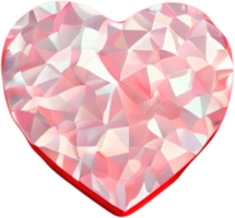 3D rendering of a bright heart shape like a crystal png