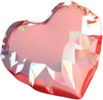 Ilustración 3d de una forma de corazón luminosa como una piedra preciosa png