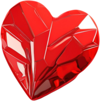 Ilustração 3D de uma forma de coração luminosa como uma pedra preciosa png