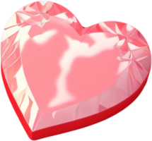 3D illustration of a shiny heart shape like a gem crystal png