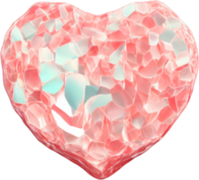 Ilustración 3d de una forma de corazón brillante como un cristal de diamante png