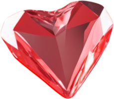 Ilustración 3d de una forma de corazón radiante como un diamante png