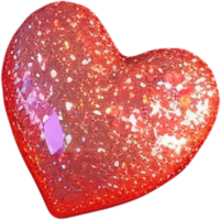 3D depiction of a gleaming heart shape like a gemstone png