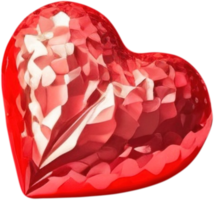 3D illustration of a glowing heart shape like a gemstone png