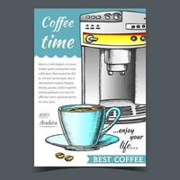 Espresso Machine Front View And Cup Banner Vector