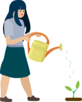 kvinna innehav vattning kan till vatten växt png