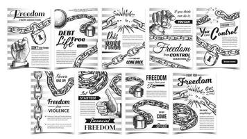 Freedom Control Advertising Posters Set Vector