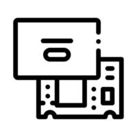 ilustración de vector de icono negro de placa base de computadora portátil