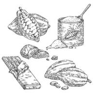 chocolate cocoa set sketch hand drawn vector