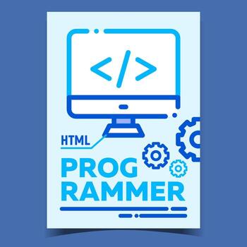 Programmer Html Code Advertising Poster Vector