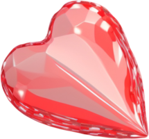 3D illustration of a shiny heart shape like a diamond crystal