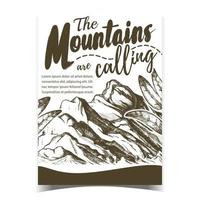 Mountains Calling Hiking Advertising Poster Vector