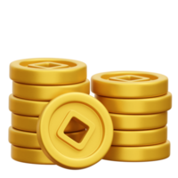 3D Chinese new year coins stack illustration png