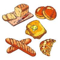 bread bakery food set sketch hand drawn vector