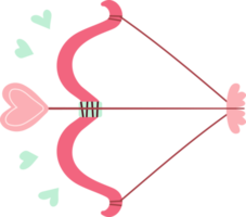 Cupid bow and arrow with a heart. Doodle in cartoon style. Valentines day. Hand drawn illustration for design isolated on transparent background. png