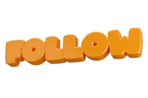 follow 3d word text png