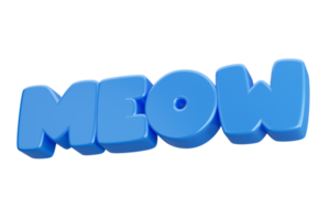 meow 3d word text png