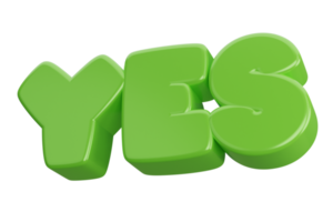 yes 3d word text png