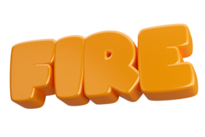 fire 3d word text png