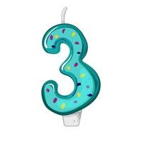 three decoration birthday number candle cartoon vector illustration