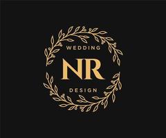 NR Initials letter Wedding monogram logos collection, hand drawn modern minimalistic and floral templates for Invitation cards, Save the Date, elegant identity for restaurant, boutique, cafe in vector