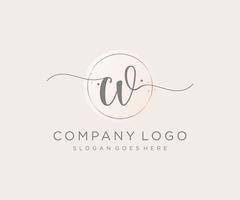 Initial CV feminine logo. Usable for Nature, Salon, Spa, Cosmetic and Beauty Logos. Flat Vector Logo Design Template Element.