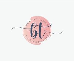 Initial BT feminine logo. Usable for Nature, Salon, Spa, Cosmetic and Beauty Logos. Flat Vector Logo Design Template Element.