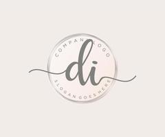 Initial DI feminine logo. Usable for Nature, Salon, Spa, Cosmetic and Beauty Logos. Flat Vector Logo Design Template Element.