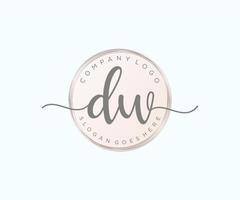 Initial DWW feminine logo. Usable for Nature, Salon, Spa, Cosmetic and Beauty Logos. Flat Vector Logo Design Template Element.