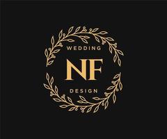 NF Initials letter Wedding monogram logos collection, hand drawn modern minimalistic and floral templates for Invitation cards, Save the Date, elegant identity for restaurant, boutique, cafe in vector