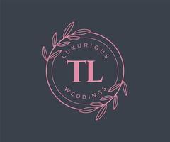 TL Initials letter Wedding monogram logos template, hand drawn modern minimalistic and floral templates for Invitation cards, Save the Date, elegant identity. vector