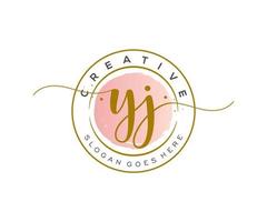 initial YJ Feminine logo beauty monogram and elegant logo design, handwriting logo of initial signature, wedding, fashion, floral and botanical with creative template. vector