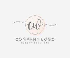 Initial CW feminine logo. Usable for Nature, Salon, Spa, Cosmetic and Beauty Logos. Flat Vector Logo Design Template Element.