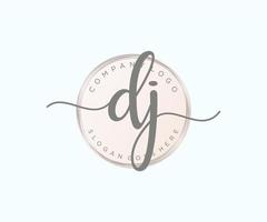 Initial DJ feminine logo. Usable for Nature, Salon, Spa, Cosmetic and Beauty Logos. Flat Vector Logo Design Template Element.