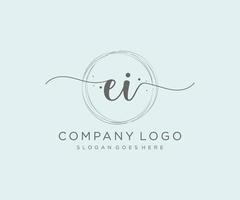 Initial EI feminine logo. Usable for Nature, Salon, Spa, Cosmetic and Beauty Logos. Flat Vector Logo Design Template Element.