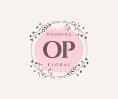 OP Initials letter Wedding monogram logos template, hand drawn modern minimalistic and floral templates for Invitation cards, Save the Date, elegant identity. vector