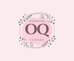 OQ Initials letter Wedding monogram logos template, hand drawn modern minimalistic and floral templates for Invitation cards, Save the Date, elegant identity. vector