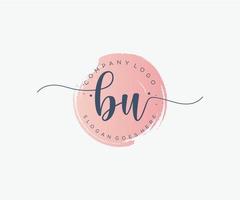 Initial BU feminine logo. Usable for Nature, Salon, Spa, Cosmetic and Beauty Logos. Flat Vector Logo Design Template Element.