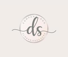 Initial DS feminine logo. Usable for Nature, Salon, Spa, Cosmetic and Beauty Logos. Flat Vector Logo Design Template Element.