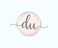Initial DU feminine logo. Usable for Nature, Salon, Spa, Cosmetic and Beauty Logos. Flat Vector Logo Design Template Element.