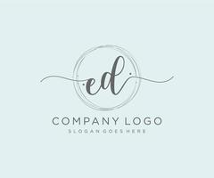 Initial ED feminine logo. Usable for Nature, Salon, Spa, Cosmetic and Beauty Logos. Flat Vector Logo Design Template Element.