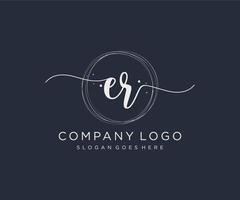 Initial ER feminine logo. Usable for Nature, Salon, Spa, Cosmetic and Beauty Logos. Flat Vector Logo Design Template Element.